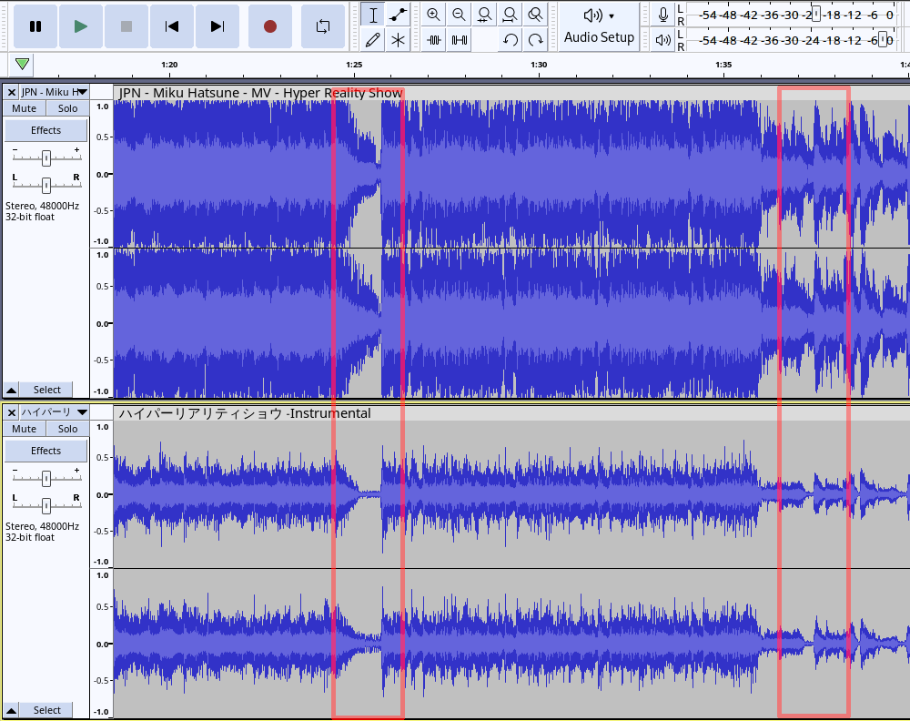 Audacity tracks