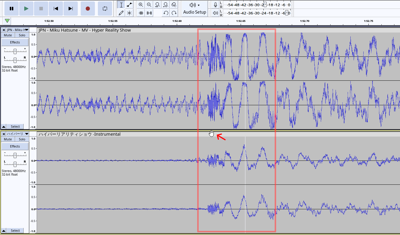 Audacity move track